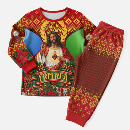 Personalized Eritrea Jesus Christmas Pajama Set Camel Emblem Ugly Pattern Festive Holiday