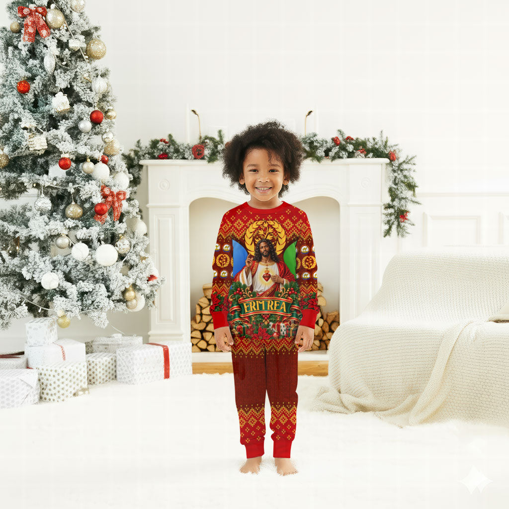 Personalized Eritrea Jesus Christmas Pajama Set Camel Emblem Ugly Pattern Festive Holiday