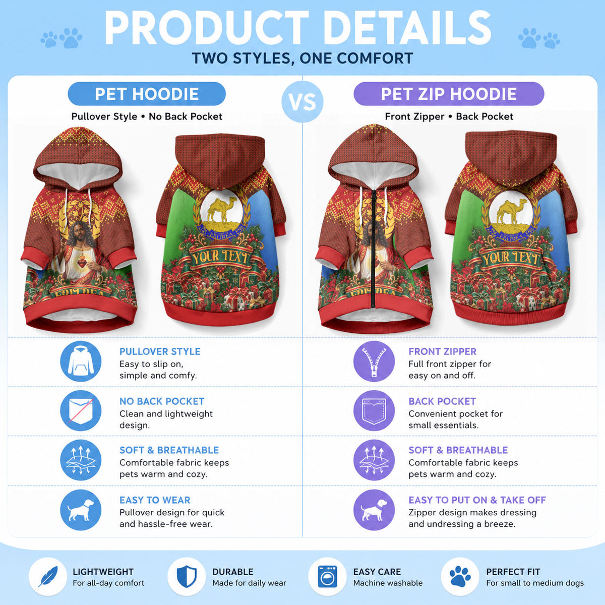 Personalized Eritrea Jesus Christmas Pet Hoodie Camel Emblem Ugly Pattern Festive Holiday