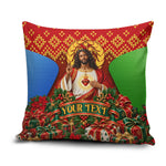 Personalized Eritrea Jesus Christmas Pillow Cover Camel Emblem Ugly Pattern Festive Holiday