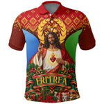 Personalized Eritrea Jesus Christmas Polo Shirt Camel Emblem Ugly Pattern Festive Holiday
