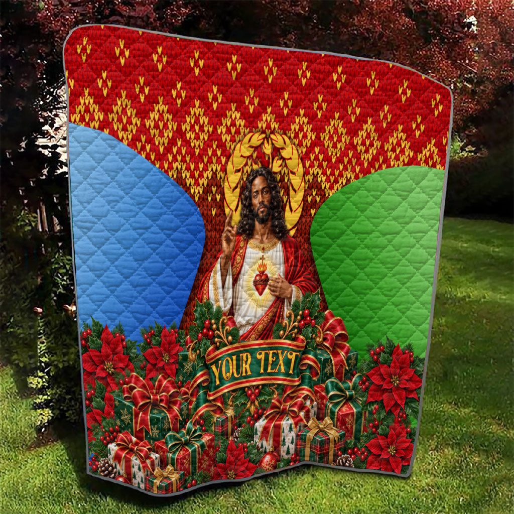 Personalized Eritrea Jesus Christmas Quilt Camel Emblem Ugly Pattern Festive Holiday