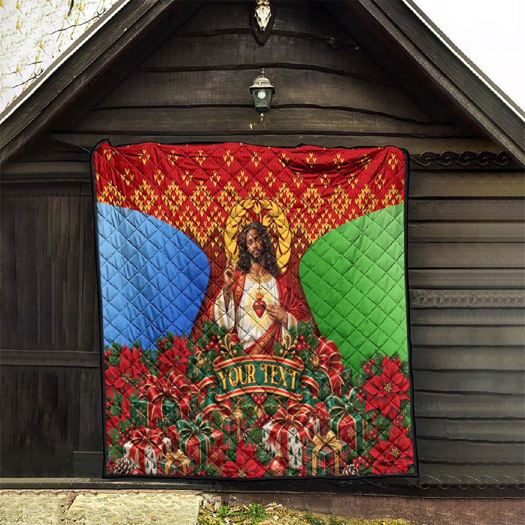 Personalized Eritrea Jesus Christmas Quilt Camel Emblem Ugly Pattern Festive Holiday