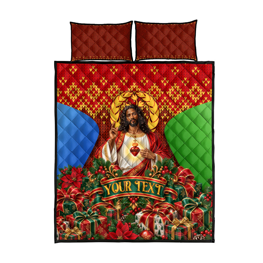 Personalized Eritrea Jesus Christmas Quilt Bed Set Camel Emblem Ugly Pattern Festive Holiday