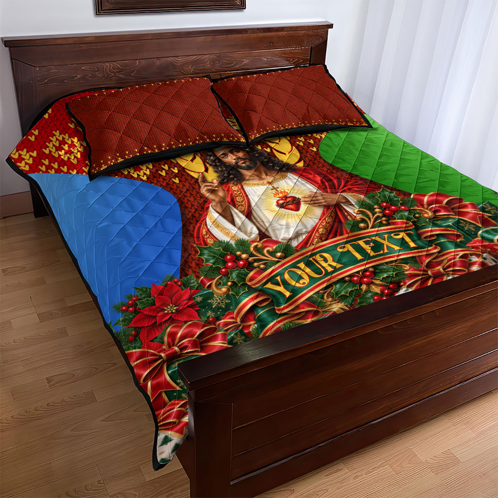 Personalized Eritrea Jesus Christmas Quilt Bed Set Camel Emblem Ugly Pattern Festive Holiday