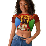 Personalized Eritrea Jesus Christmas Raglan Cropped T shirt Camel Emblem Ugly Pattern Festive Holiday