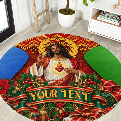 Personalized Eritrea Jesus Christmas Round Carpet Camel Emblem Ugly Pattern Festive Holiday