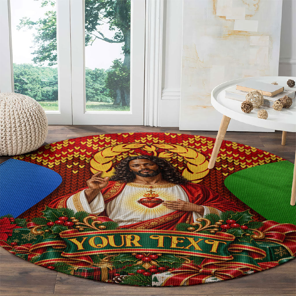 Personalized Eritrea Jesus Christmas Round Carpet Camel Emblem Ugly ...
