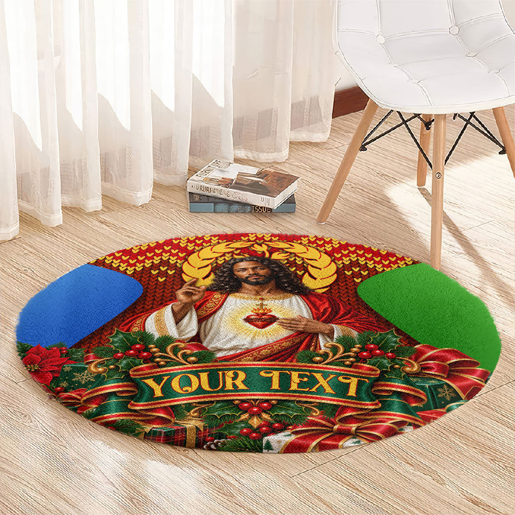 Personalized Eritrea Jesus Christmas Round Carpet Camel Emblem Ugly Pattern Festive Holiday