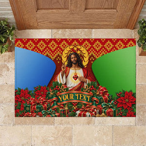 Personalized Eritrea Jesus Christmas Rubber Doormat Camel Emblem Ugly Pattern Festive Holiday