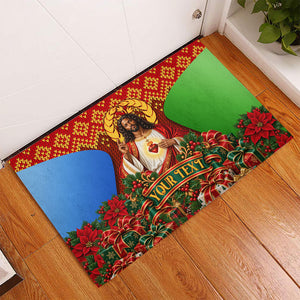 Personalized Eritrea Jesus Christmas Rubber Doormat Camel Emblem Ugly Pattern Festive Holiday