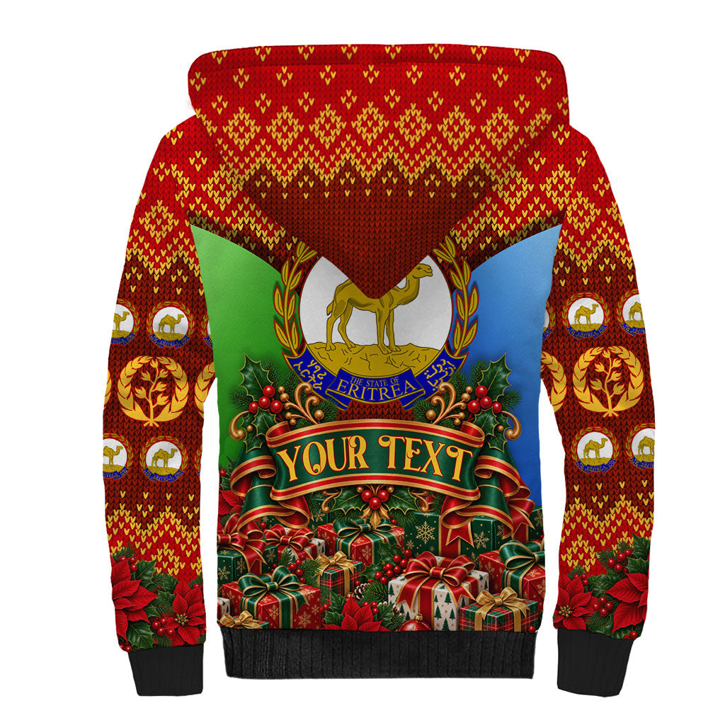 Personalized Eritrea Jesus Christmas Sherpa Hoodie Camel Emblem Ugly Pattern Festive Holiday
