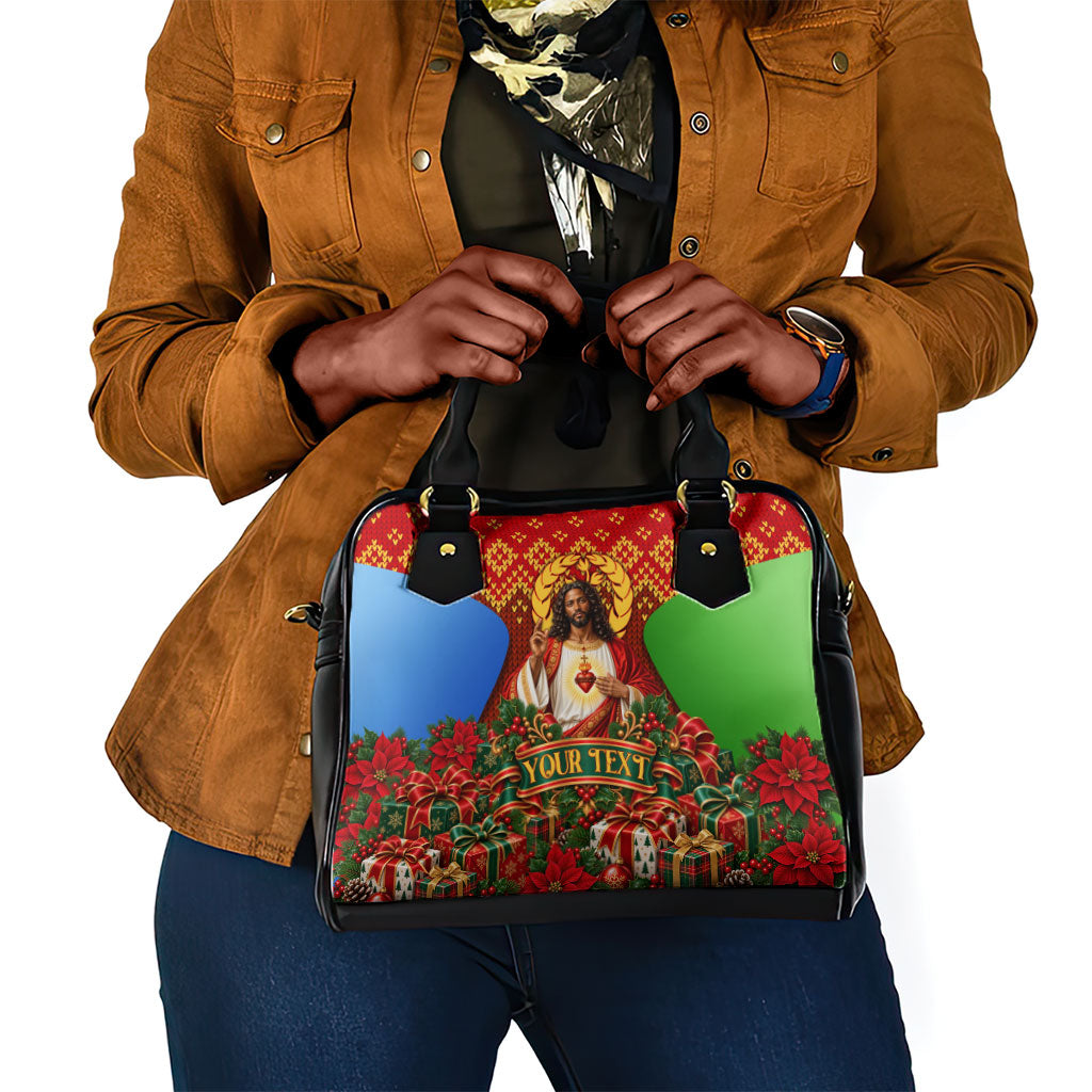 Personalized Eritrea Jesus Christmas Shoulder Handbag Camel Emblem Ugly Pattern Festive Holiday