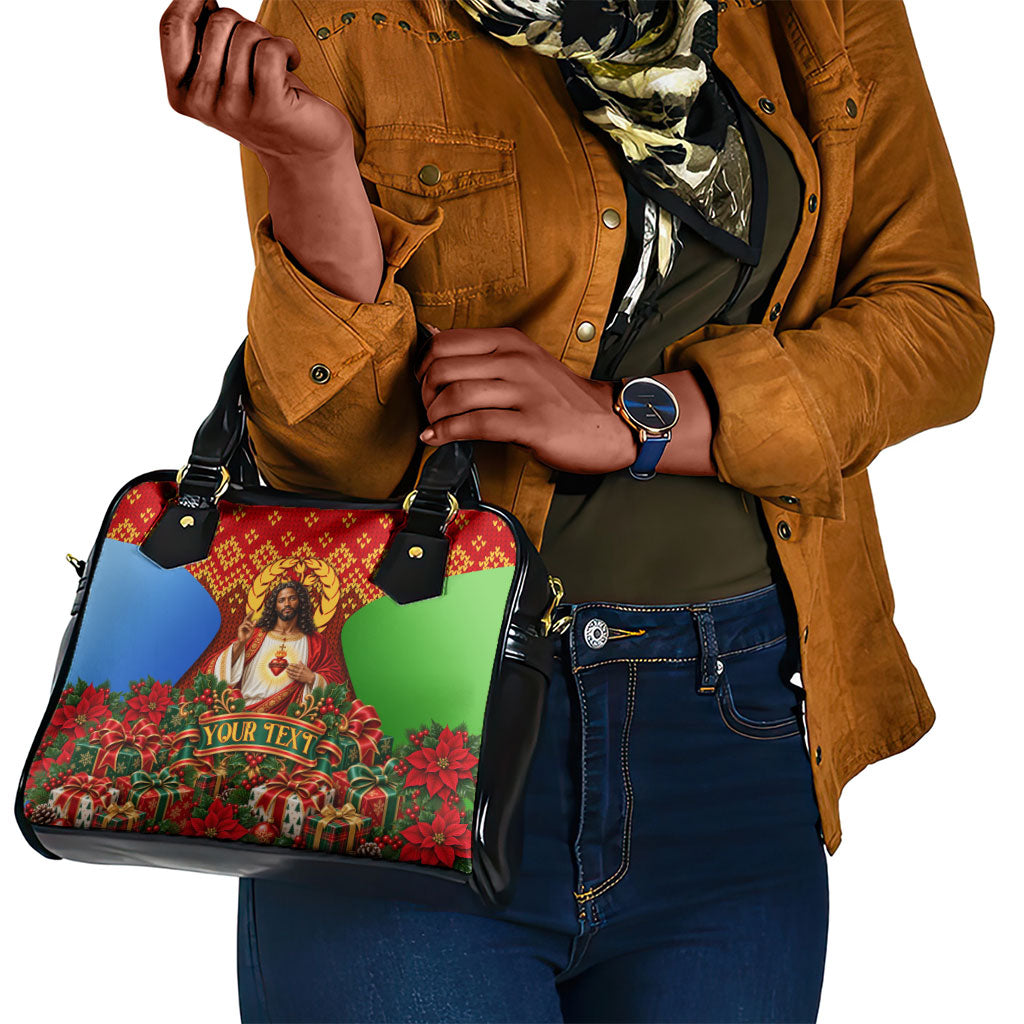 Personalized Eritrea Jesus Christmas Shoulder Handbag Camel Emblem Ugly Pattern Festive Holiday