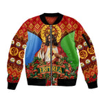 Personalized Eritrea Jesus Christmas Sleeve Zip Bomber Jacket Camel Emblem Ugly Pattern Festive Holiday