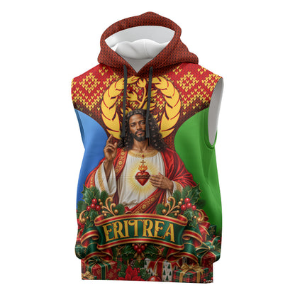Personalized Eritrea Jesus Christmas Sleeveless Hoodie Camel Emblem Ugly Pattern Festive Holiday