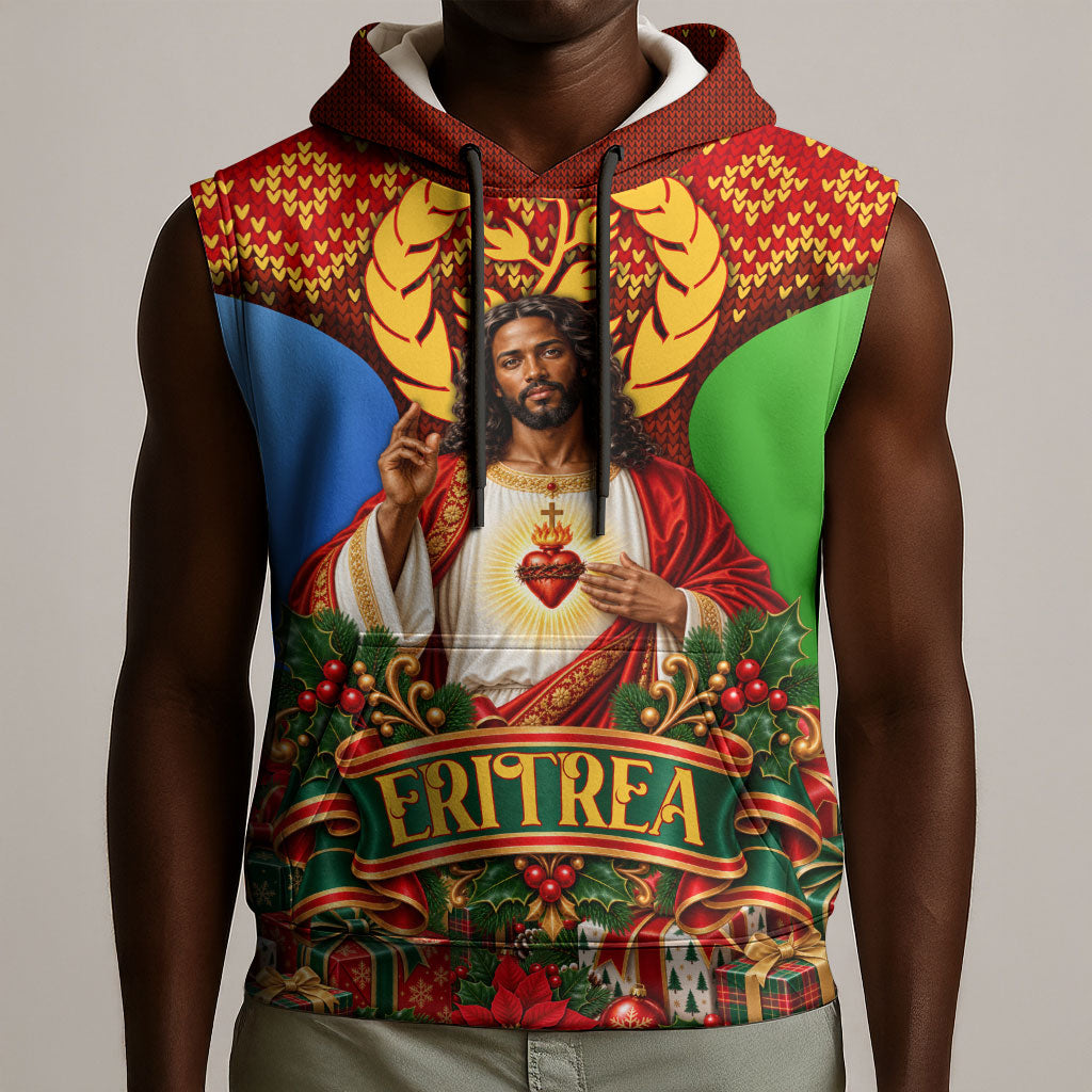 Personalized Eritrea Jesus Christmas Sleeveless Hoodie Camel Emblem Ugly Pattern Festive Holiday