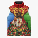 Personalized Eritrea Jesus Christmas Sleeveless Puffer Jacket Camel Emblem Ugly Pattern Festive Holiday