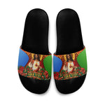 Personalized Eritrea Jesus Christmas Slide Sandals Camel Emblem Ugly Pattern Festive Holiday