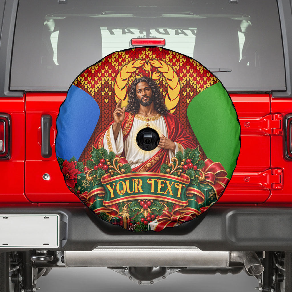 Personalized Eritrea Jesus Christmas Spare Tire Cover Camel Emblem Ugly Pattern Festive Holiday