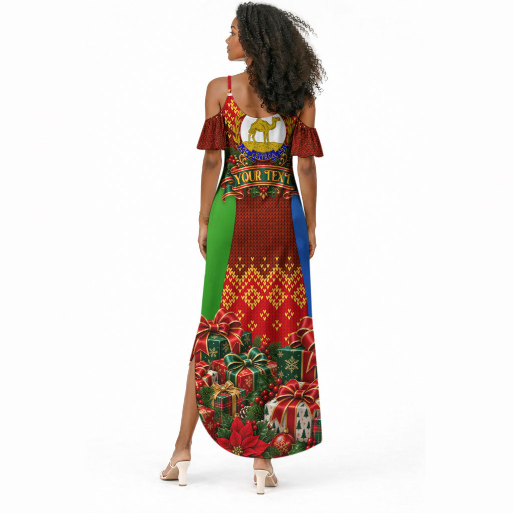 Personalized Eritrea Jesus Christmas Summer Maxi Dress Camel Emblem Ugly Pattern Festive Holiday