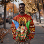 Personalized Eritrea Jesus Christmas Sweatshirt Camel Emblem Ugly Pattern Festive Holiday
