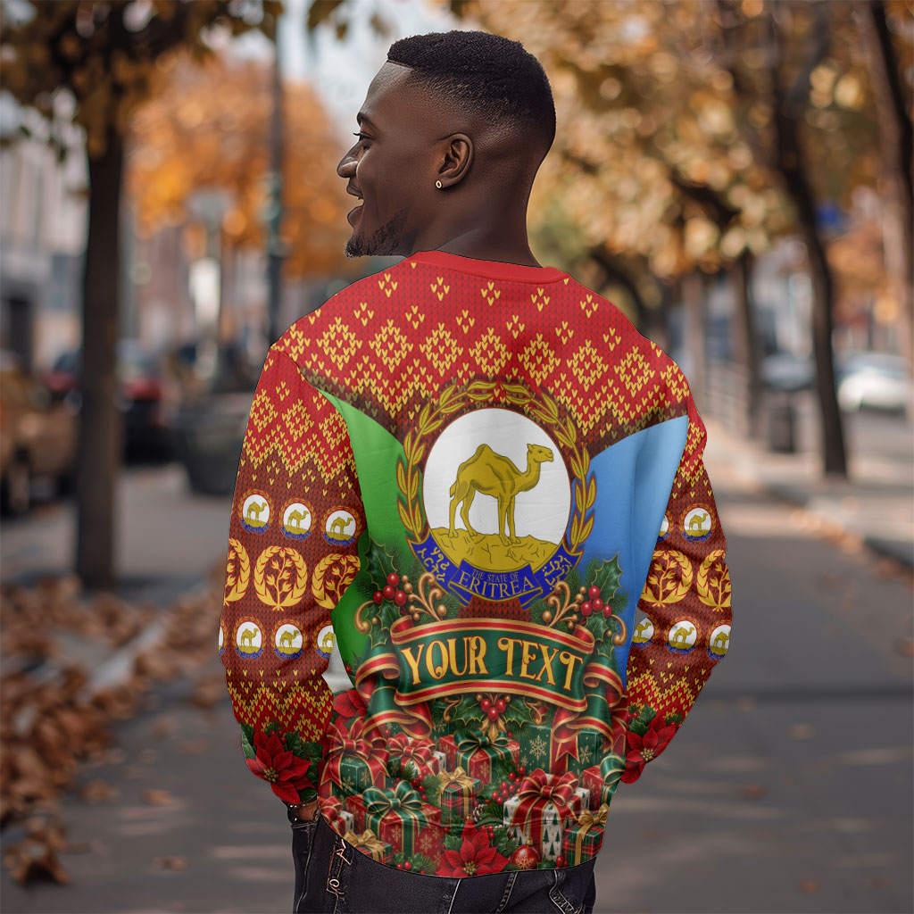 Personalized Eritrea Jesus Christmas Sweatshirt Camel Emblem Ugly Pattern Festive Holiday