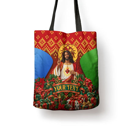Personalized Eritrea Jesus Christmas Tote Bag Camel Emblem Ugly Pattern Festive Holiday