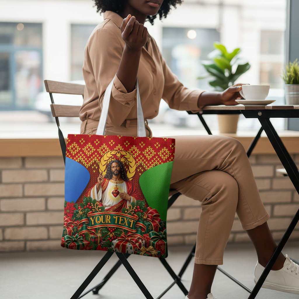 Personalized Eritrea Jesus Christmas Tote Bag Camel Emblem Ugly Pattern Festive Holiday