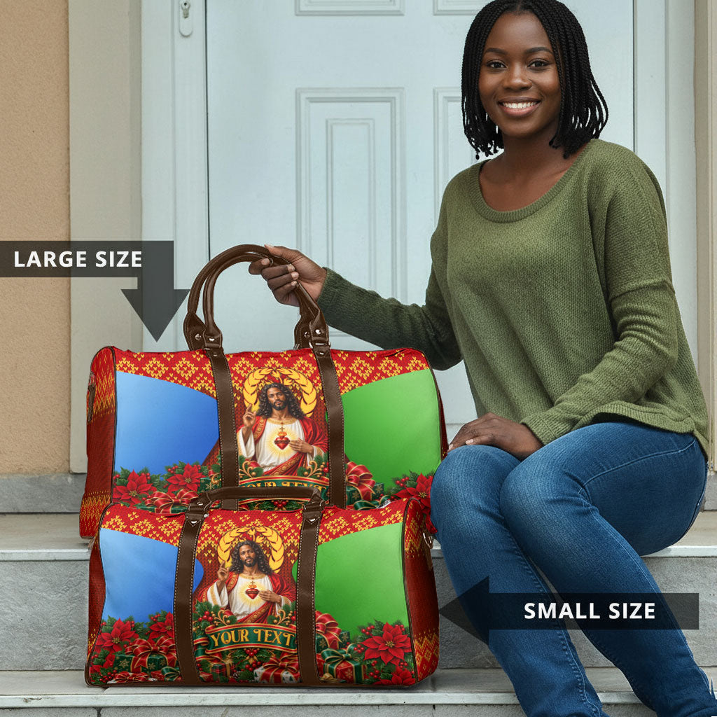 Personalized Eritrea Jesus Christmas Travel Bag Camel Emblem Ugly Pattern Festive Holiday