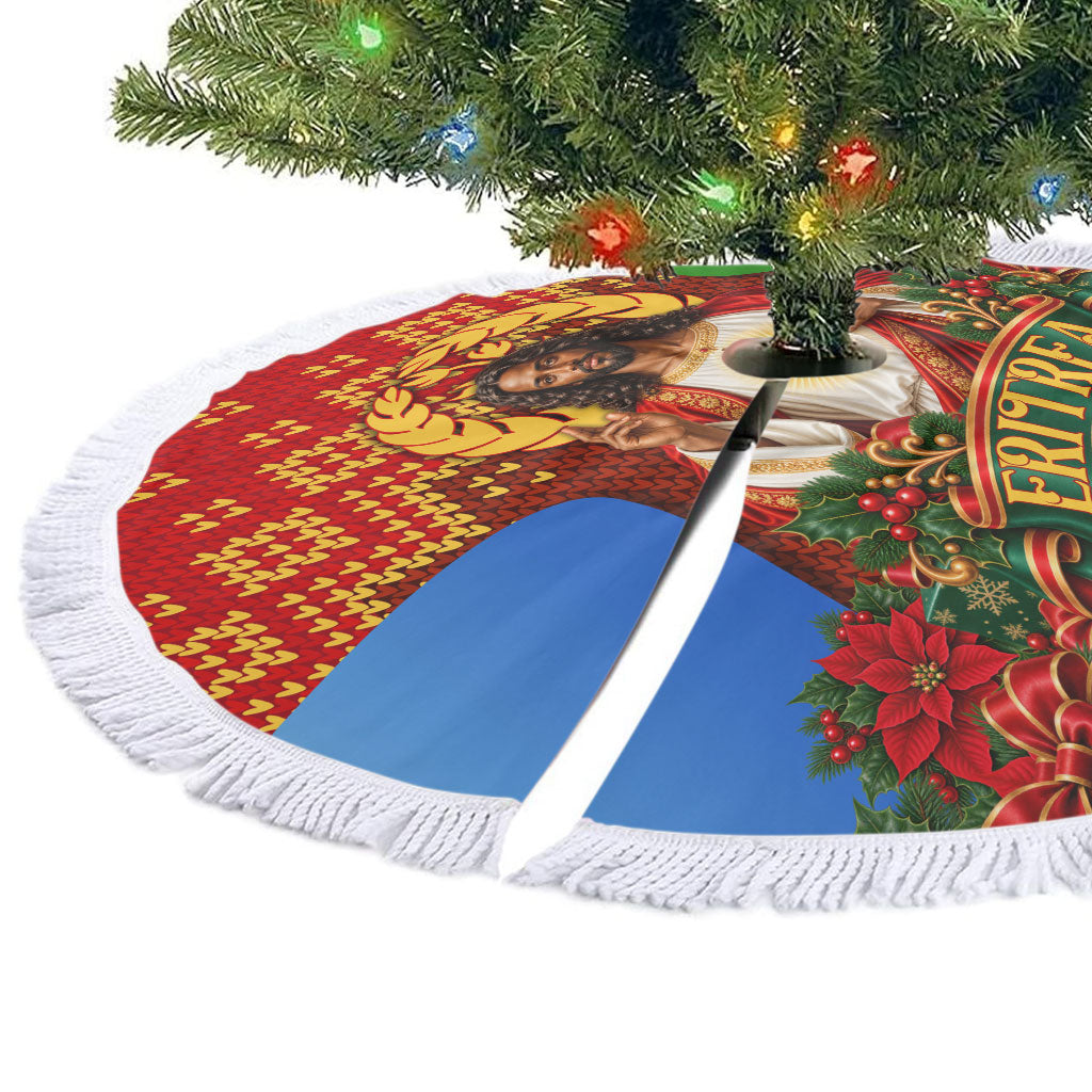 Eritrea Jesus Christmas Tree Skirt Camel Emblem Ugly Pattern Festive Holiday