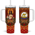 Personalized Eritrea Jesus Christmas Tumbler With Handle Camel Emblem Ugly Pattern Festive Holiday