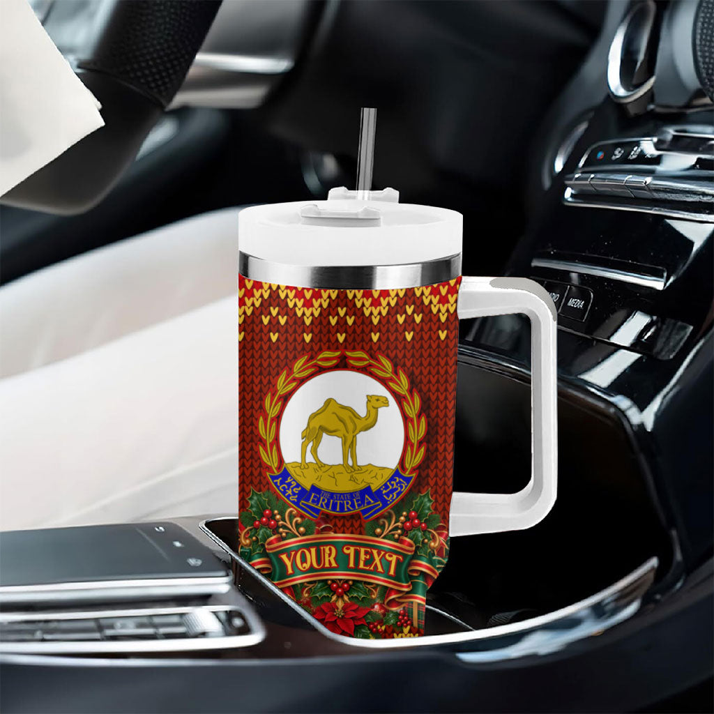 Personalized Eritrea Jesus Christmas Tumbler With Handle Camel Emblem Ugly Pattern Festive Holiday