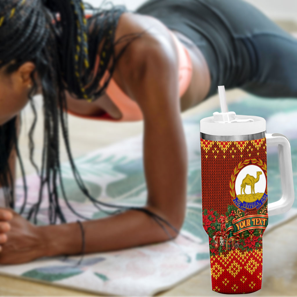Personalized Eritrea Jesus Christmas Tumbler With Handle Camel Emblem Ugly Pattern Festive Holiday