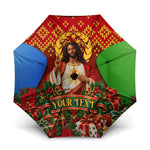 Personalized Eritrea Jesus Christmas Umbrella Camel Emblem Ugly Pattern Festive Holiday