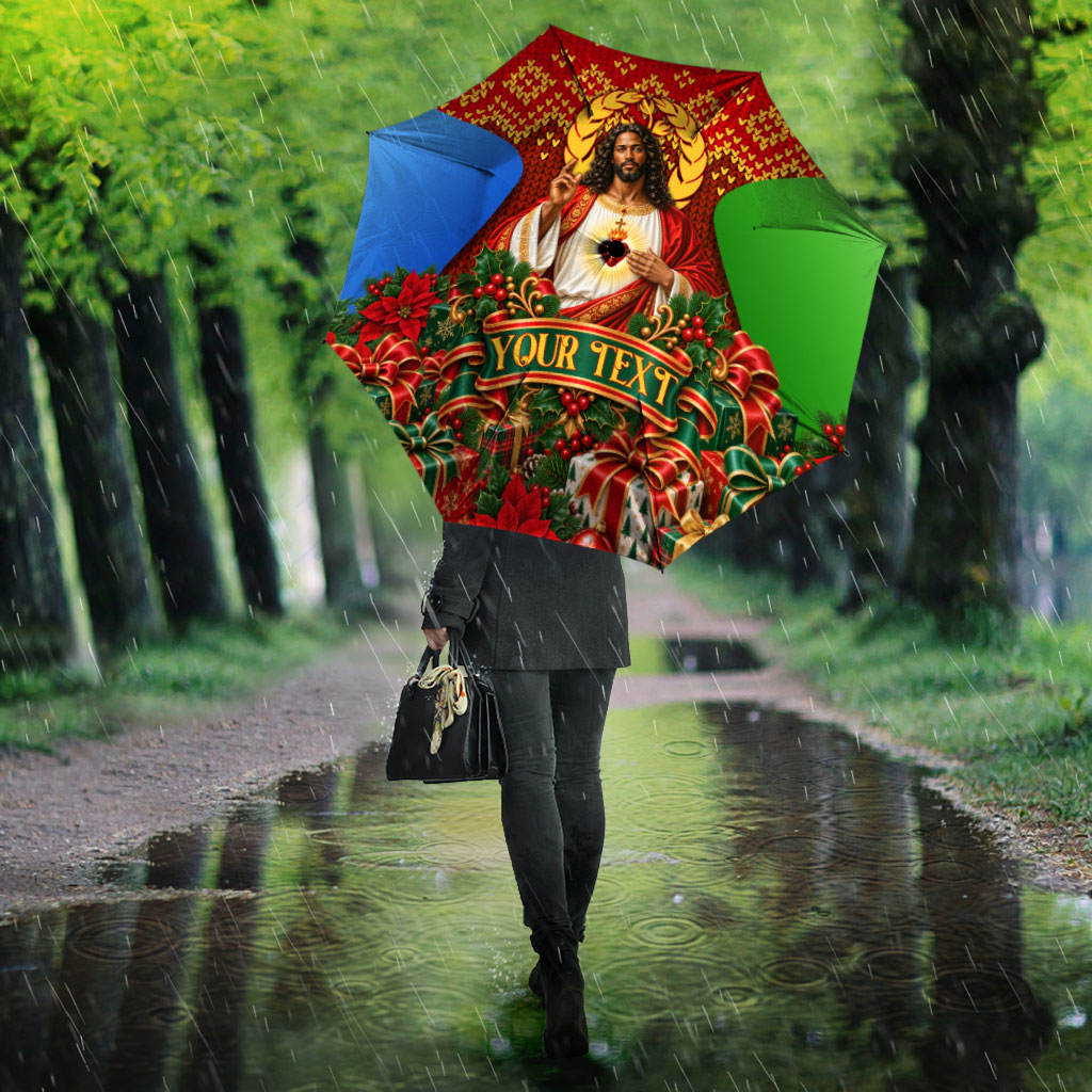 Personalized Eritrea Jesus Christmas Umbrella Camel Emblem Ugly Pattern Festive Holiday