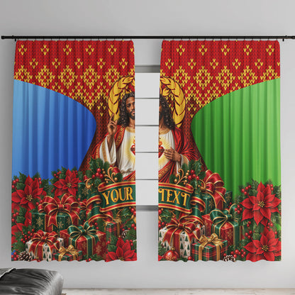 Personalized Eritrea Jesus Christmas Window Curtain Camel Emblem Ugly Pattern Festive Holiday