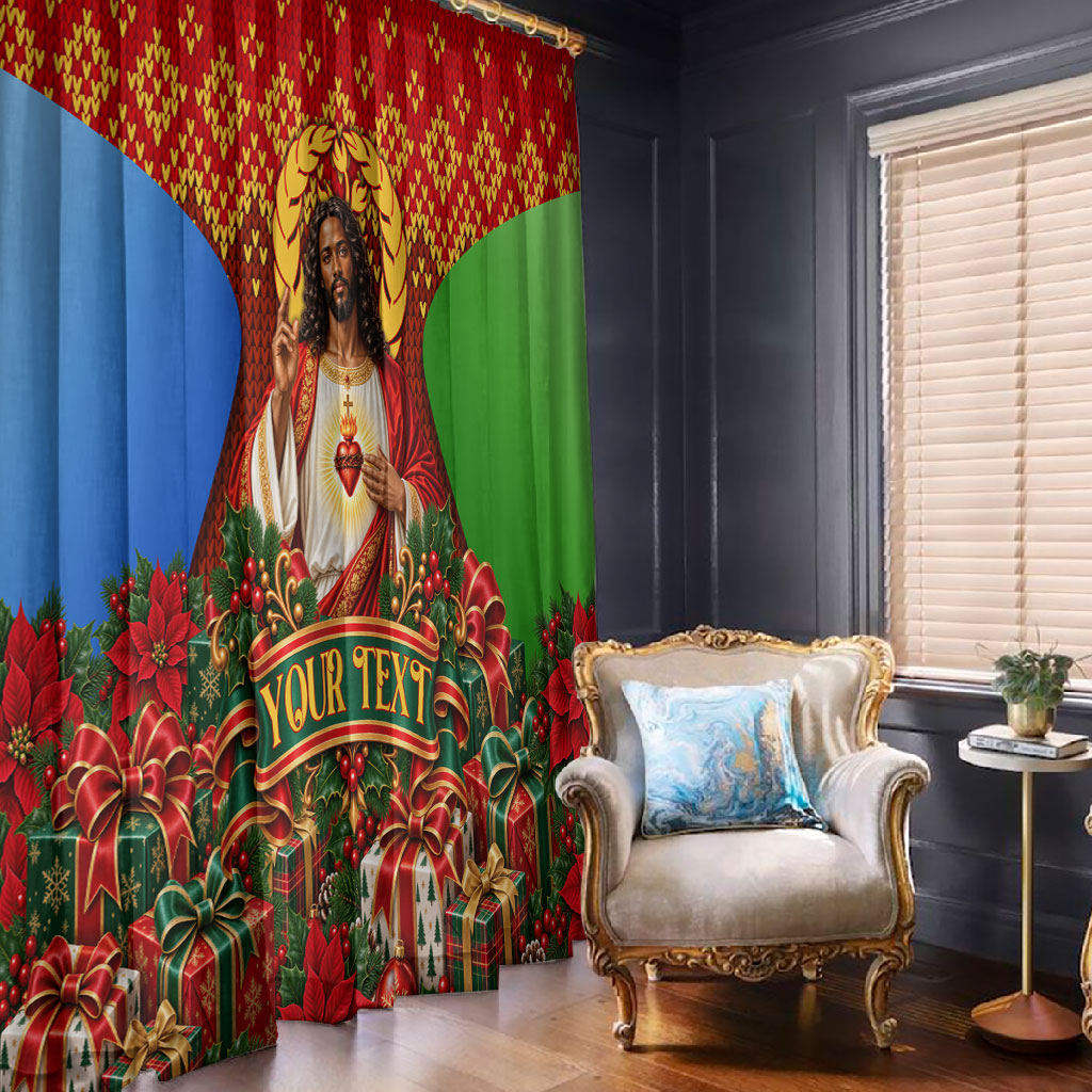 Personalized Eritrea Jesus Christmas Window Curtain Camel Emblem Ugly Pattern Festive Holiday