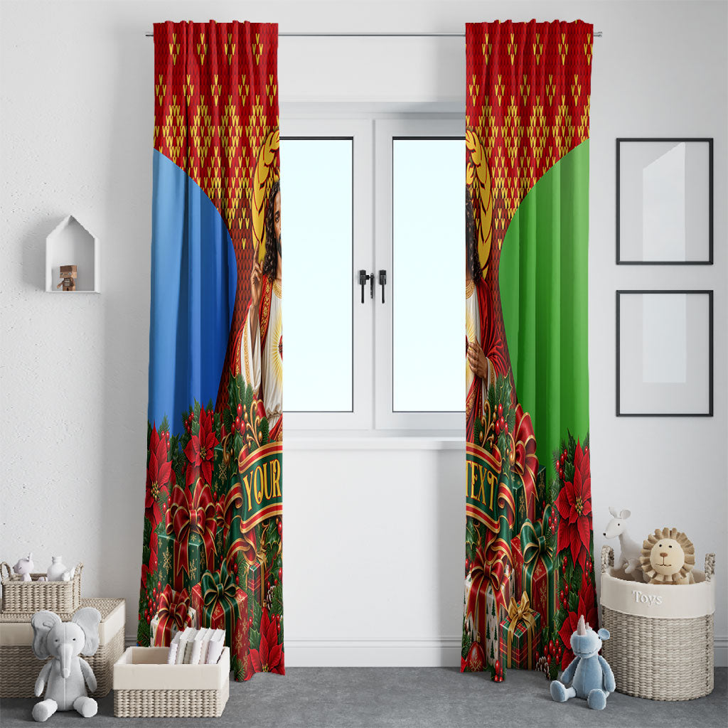 Personalized Eritrea Jesus Christmas Window Curtain Camel Emblem Ugly Pattern Festive Holiday
