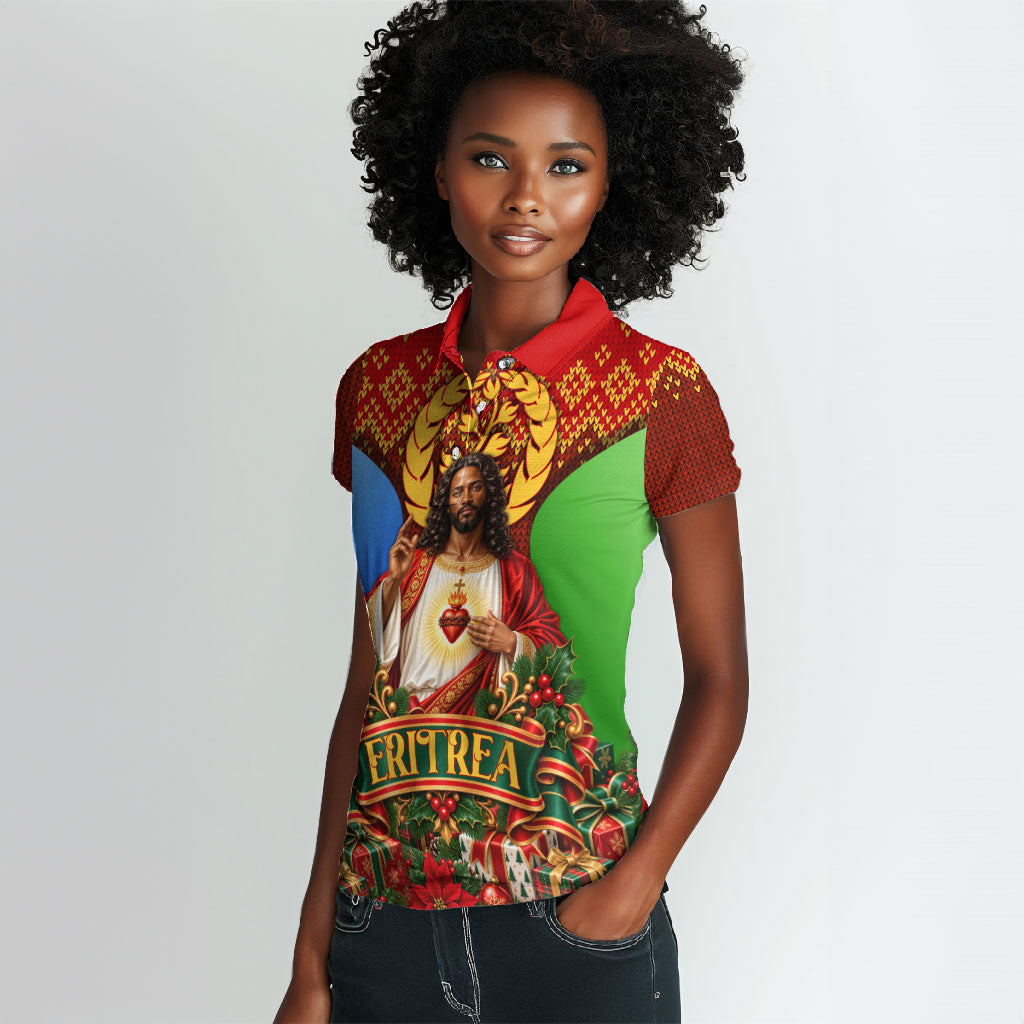 Personalized Eritrea Jesus Christmas Women Polo Shirt Camel Emblem Ugly ...