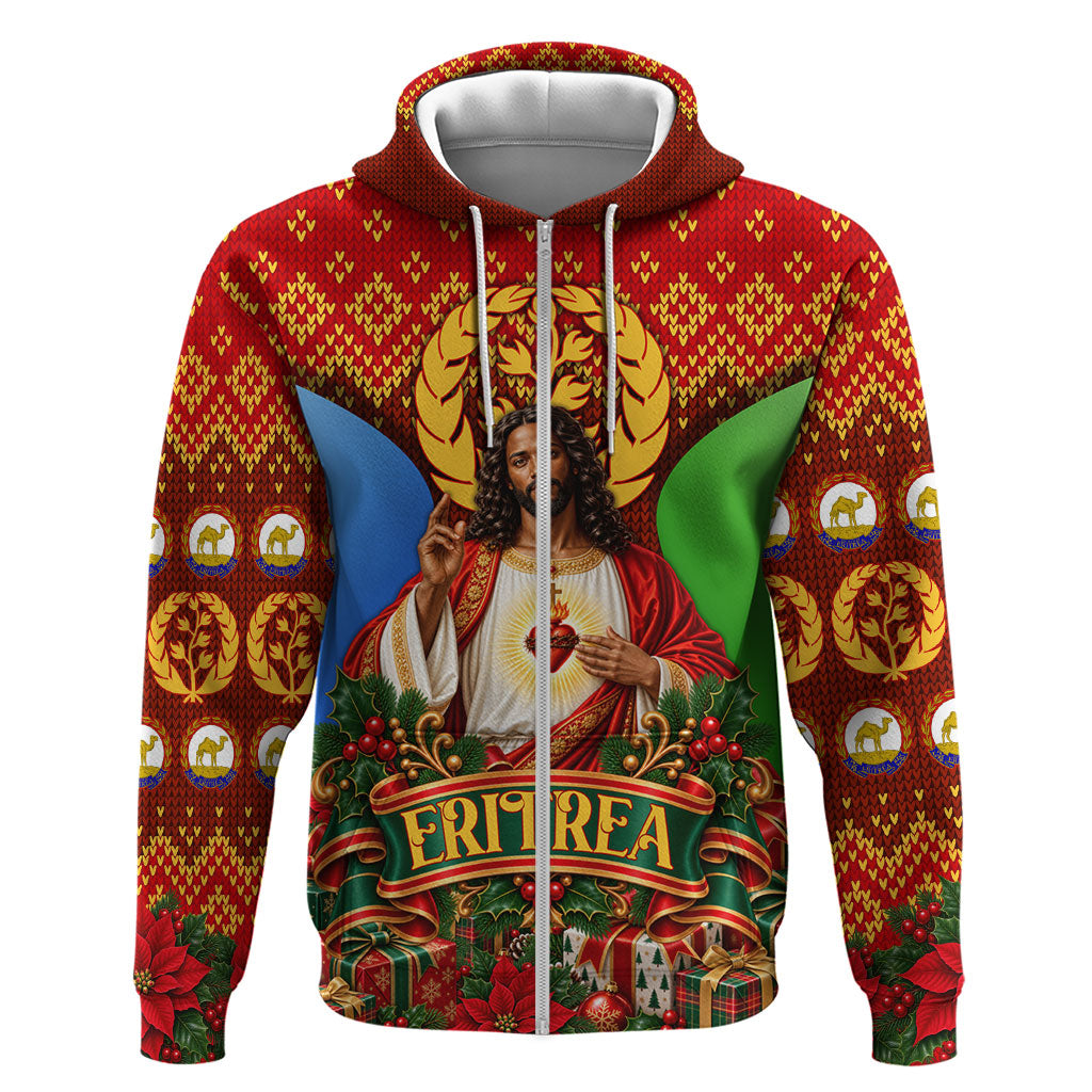 Personalized Eritrea Jesus Christmas Zip Hoodie Camel Emblem Ugly ...