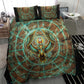 Horus Eye of Ra Bedding Set Golden Falcon Ancient Egyptian Symbol in Futuristic