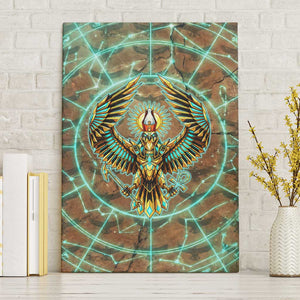Horus Eye of Ra Canvas Wall Art Golden Falcon Ancient Egyptian Symbol in Futuristic