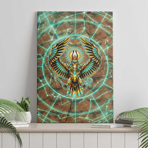 Horus Eye of Ra Canvas Wall Art Golden Falcon Ancient Egyptian Symbol in Futuristic
