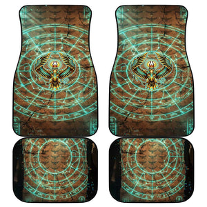 Horus Eye of Ra Car Mats Golden Falcon Ancient Egyptian Symbol in Futuristic