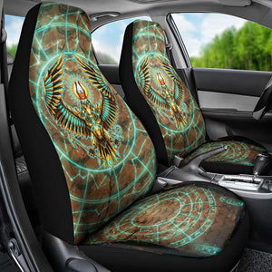Horus Eye of Ra Car Seat Cover Golden Falcon Ancient Egyptian Symbol in Futuristic