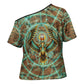 Horus Eye of Ra Cross Shoulder Shirt Golden Falcon Ancient Egyptian Symbol in Futuristic
