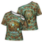 Horus Eye of Ra Cross Shoulder Shirt Golden Falcon Ancient Egyptian Symbol in Futuristic