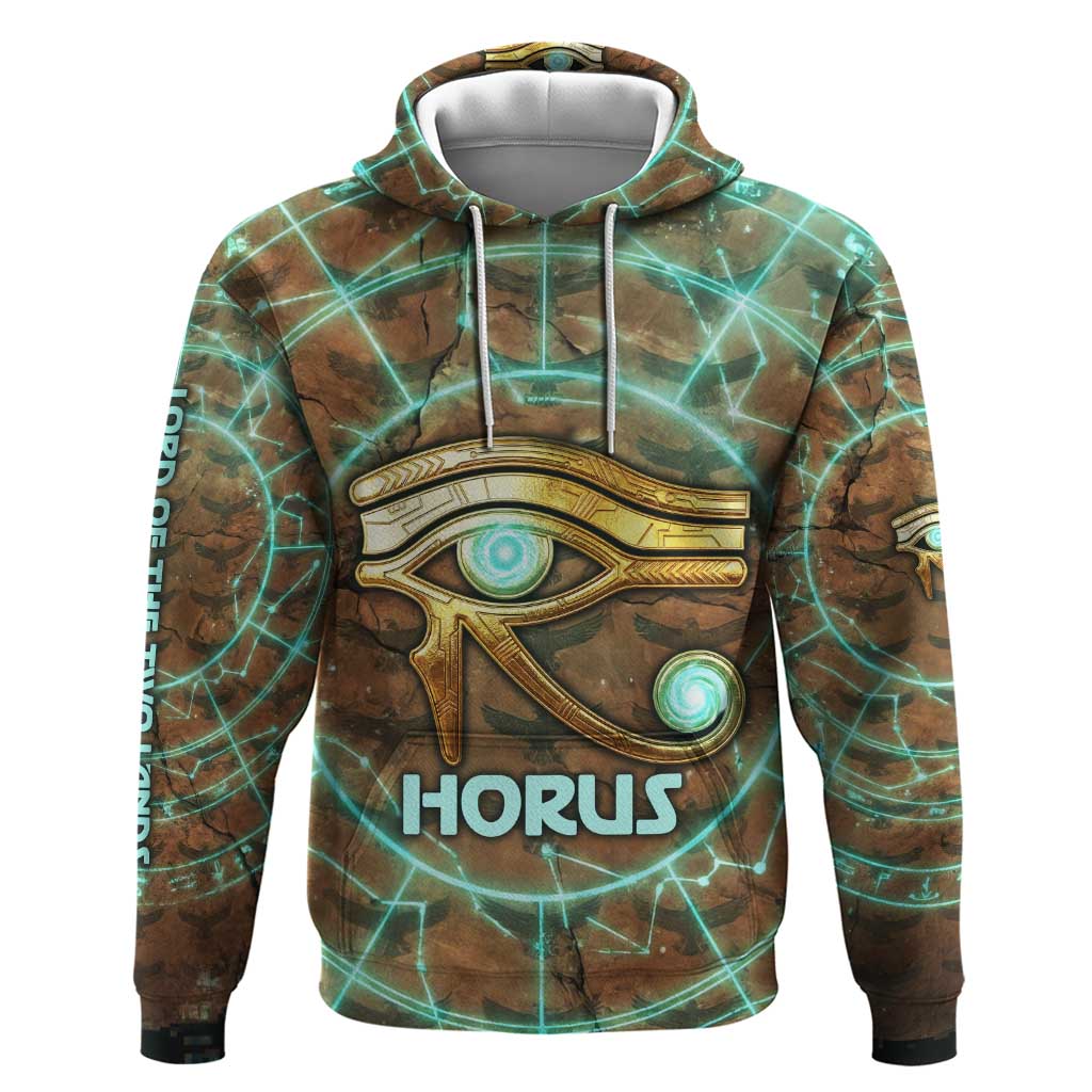 Horus Eye of Ra Hoodie Golden Falcon Ancient Egyptian Symbol in Futuristic