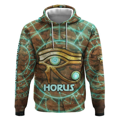Horus Eye of Ra Hoodie Golden Falcon Ancient Egyptian Symbol in Futuristic